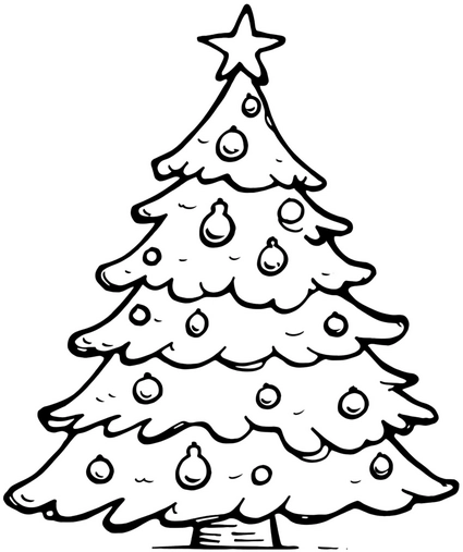 malvorlage-weihnachtsbaum-mit-kugeln-und-stern
