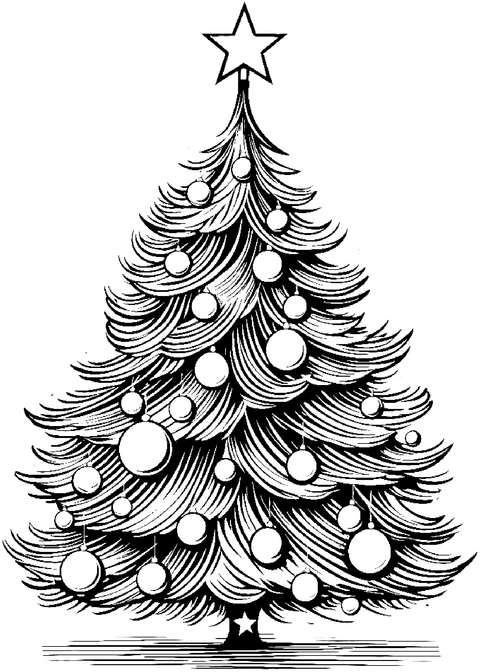 malvorlage-weihnachtsbaum-mit-ornamenten-und-stern