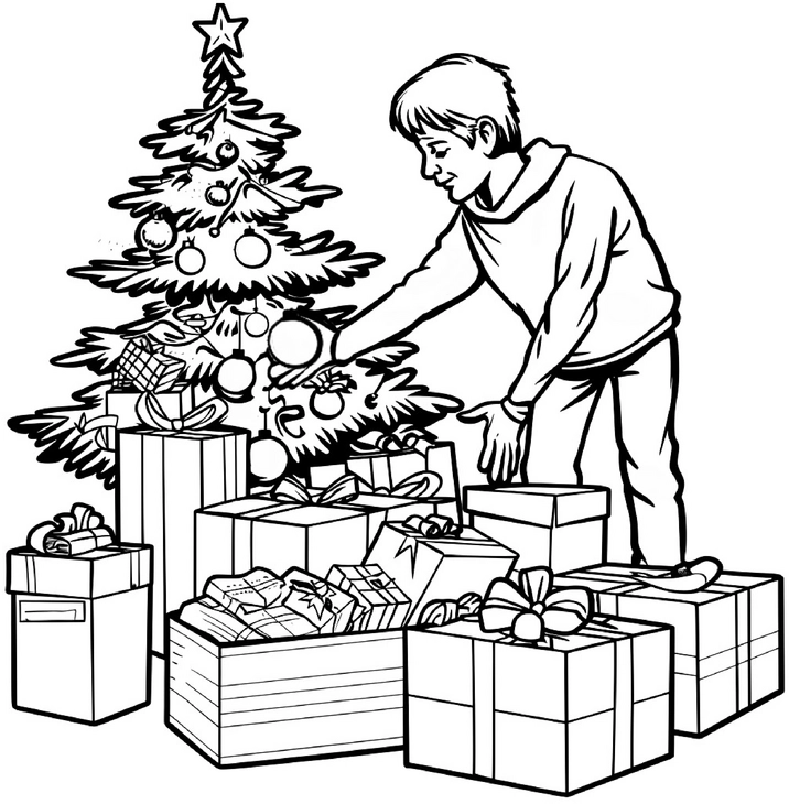 malvorlage-weihnachtsbaum-und-geschenke