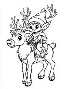 malvorlage-weihnachtself-auf-rentier