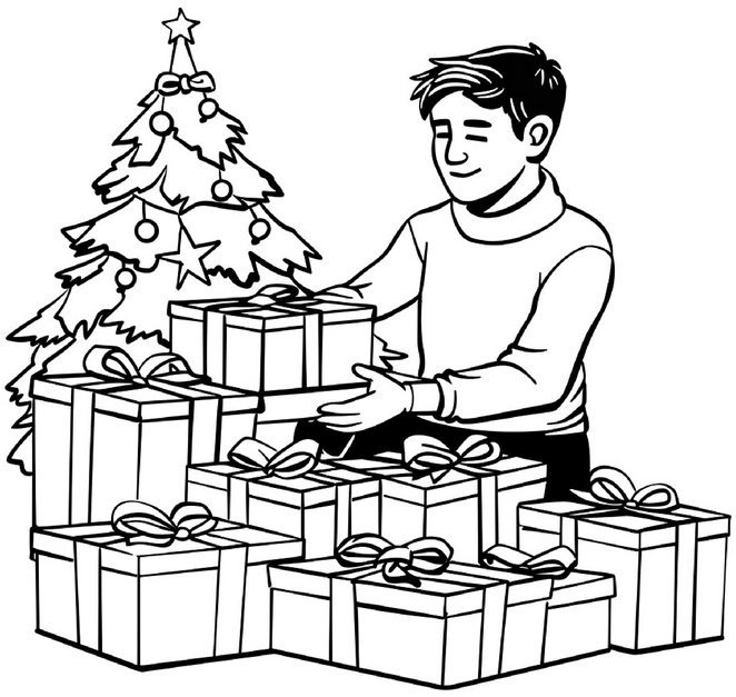 malvorlage-weihnachtsgeschenke-festlicher-baum