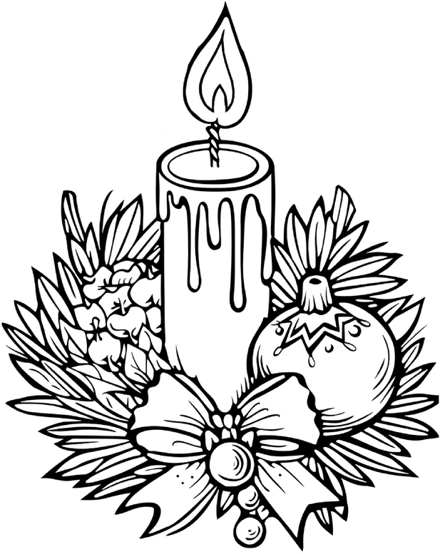 malvorlage-weihnachtskerze-und-festliche-elemente