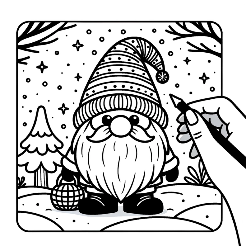 malvorlage-weihnachtskobold-im-winterland