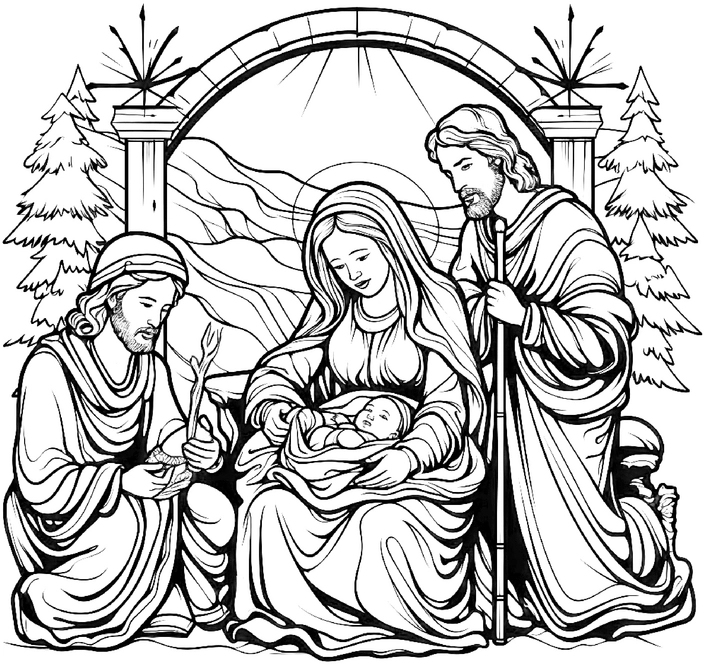 malvorlage-weihnachtskrippe-heilige-familie