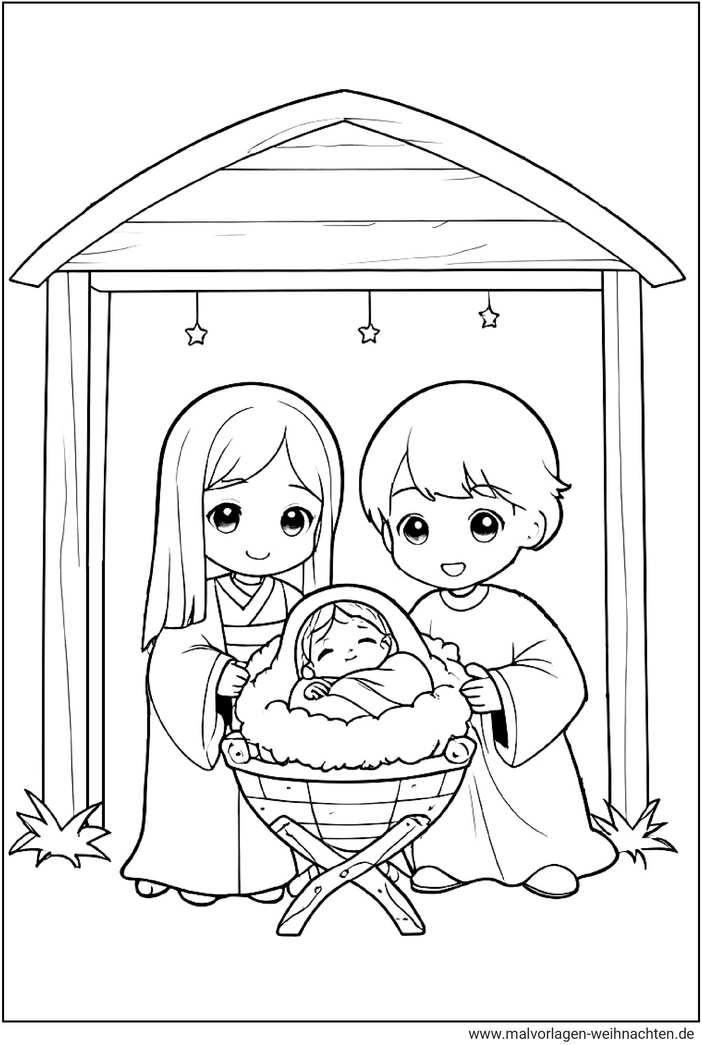 malvorlage-weihnachtskrippe-mit-maria-josef