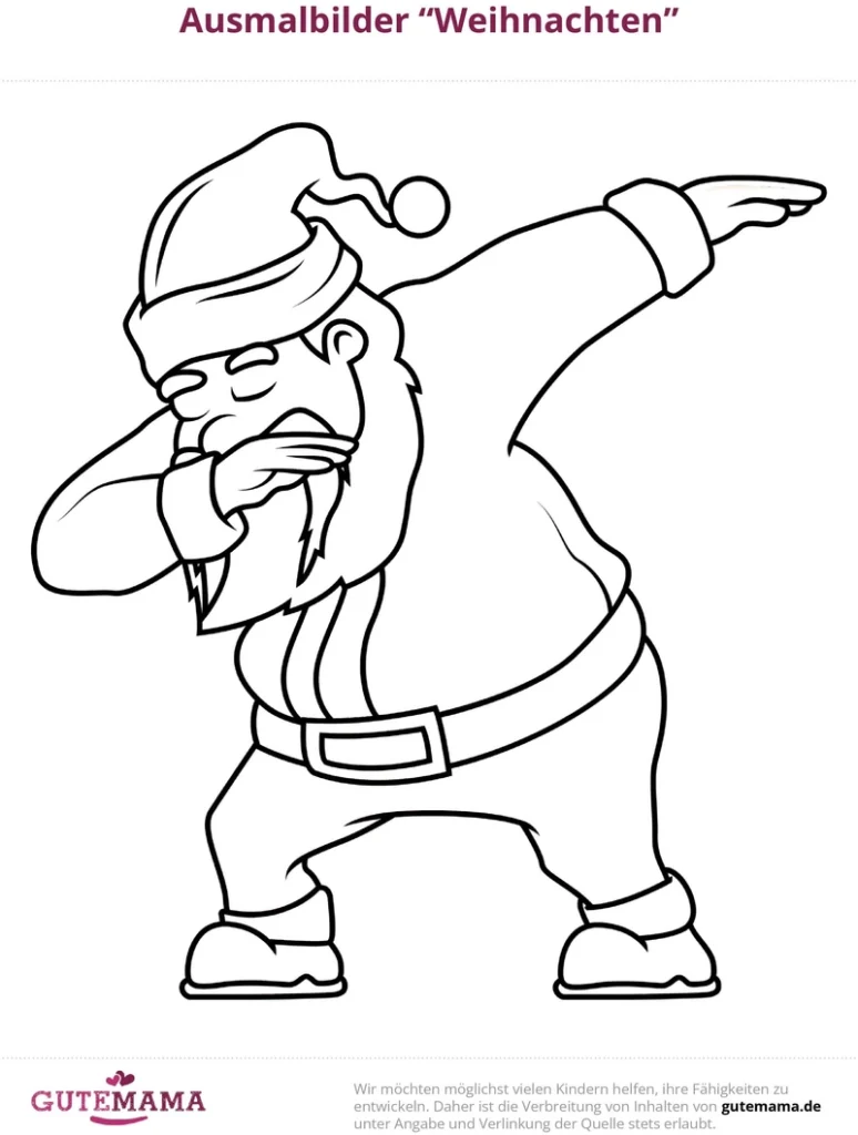 malvorlage-weihnachtsmann-dynamische-pose