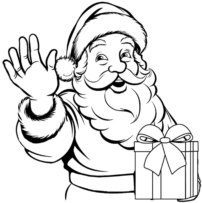 malvorlage-weihnachtsmann-mit-geschenk