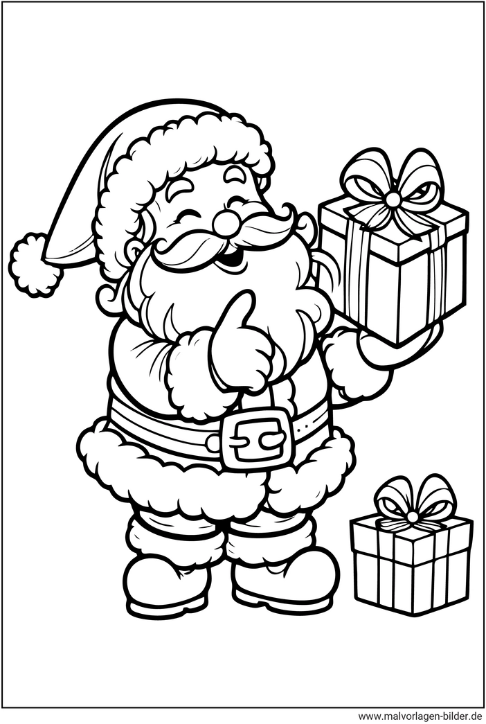 malvorlage-weihnachtsmann-mit-geschenken