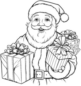 malvorlage-weihnachtsmann-mit-geschenken