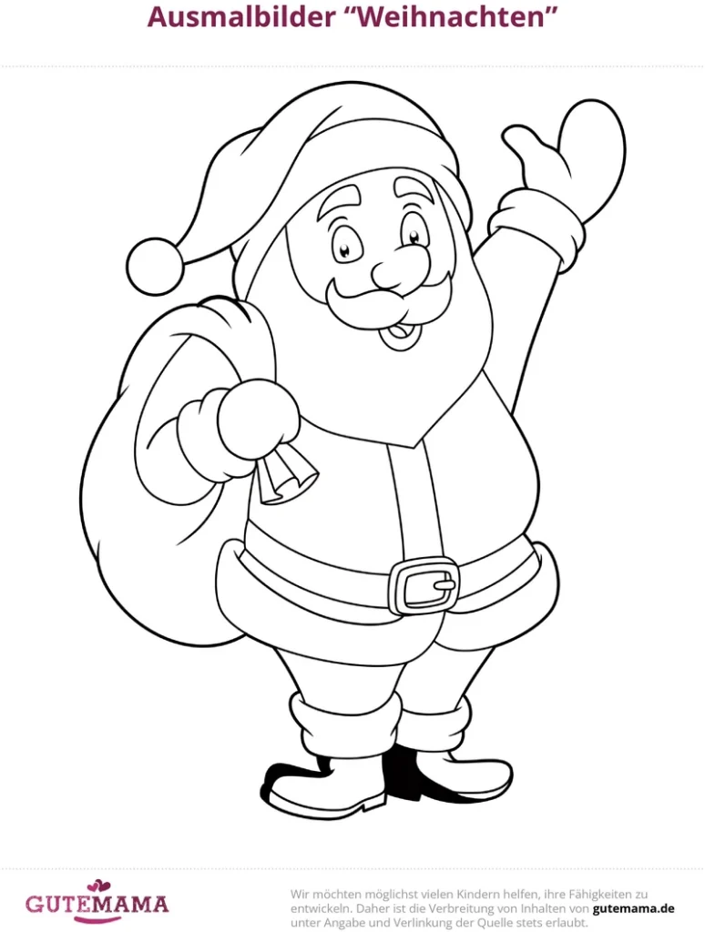 malvorlage-weihnachtsmann-mit-geschenken