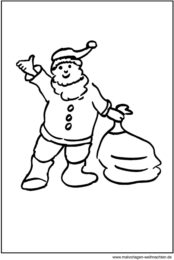 malvorlage-weihnachtsmann-mit-geschenkesack