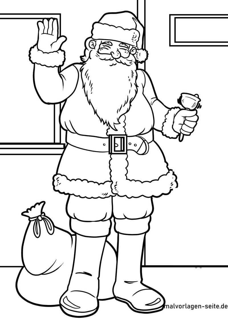 malvorlage-weihnachtsmann-mit-glocke-und-geschenkesack