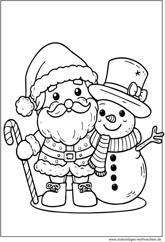 malvorlage-weihnachtsmann-schneemann-ausmalen