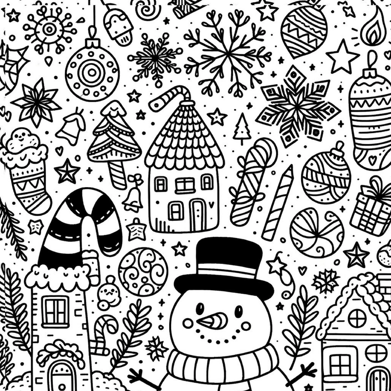 malvorlage-weihnachtszauber-mit-schneemann