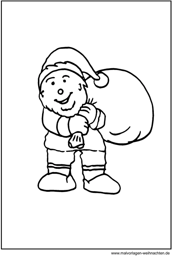 malvorlage-weihnachtszwerg-mit-geschenkesack