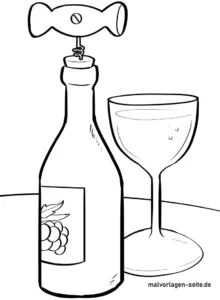 malvorlage-weinflasche-und-glas-zum-ausmalen