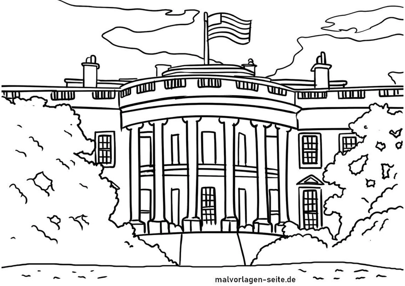 malvorlage-weissen-haus-ausmalen