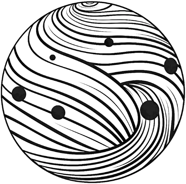 malvorlage-weltall-geschwungene-linien-und-planeten