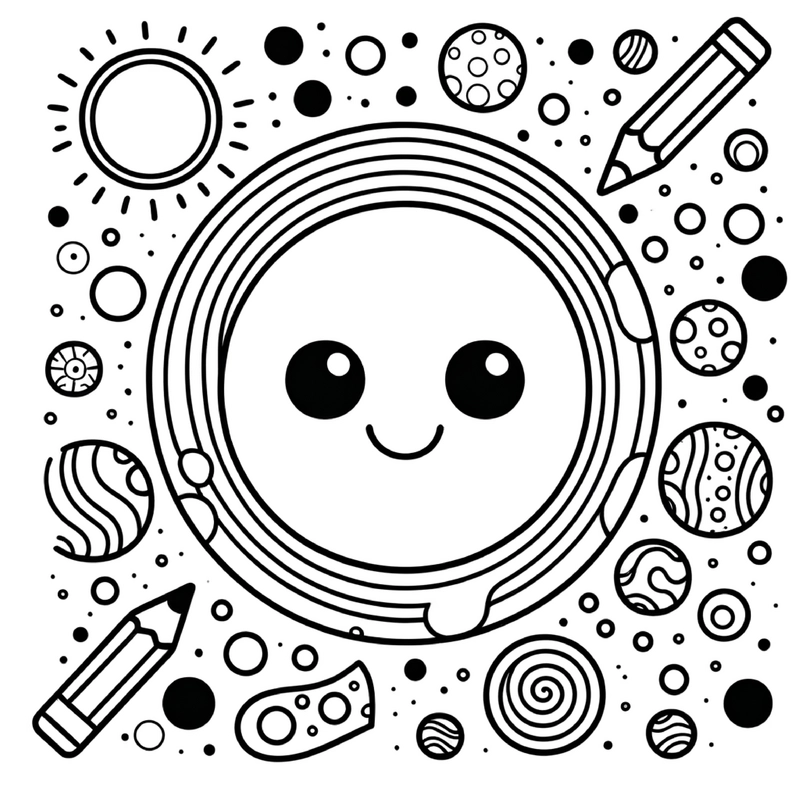 malvorlage-weltall-lächelnder-planet-ausmalbild