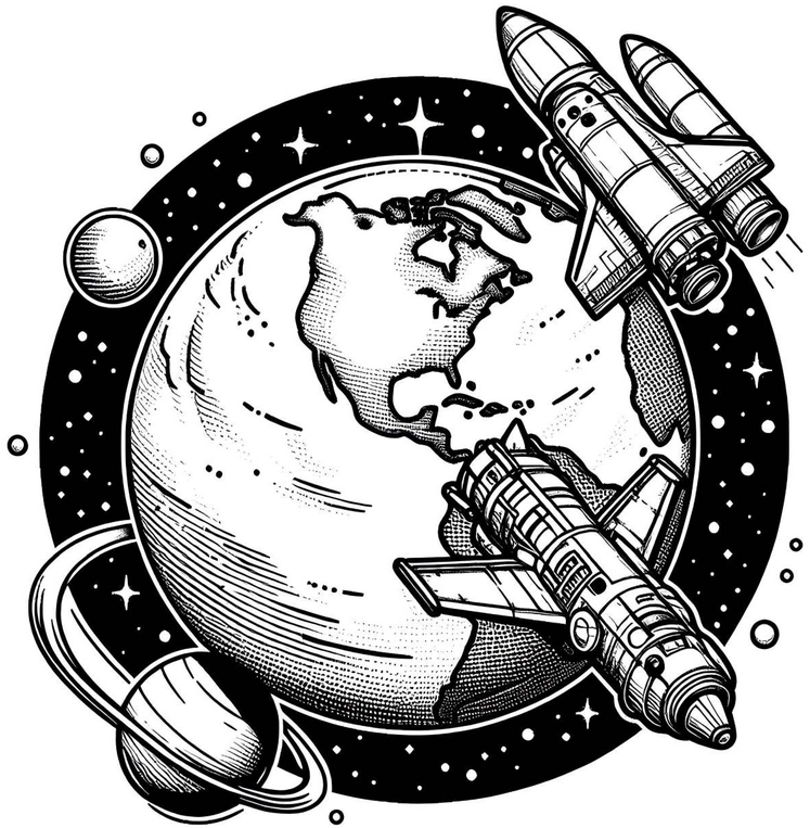 malvorlage-weltall-mit-erda-und-raumschiffen