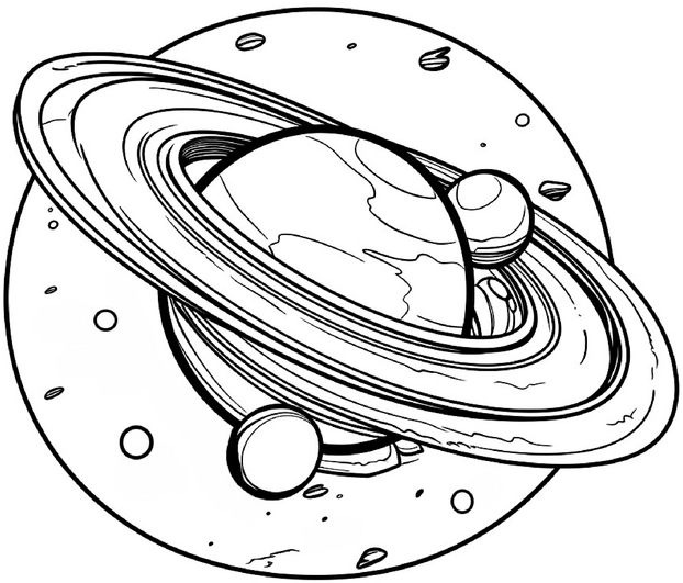 malvorlage-weltall-planet-mit-ringen