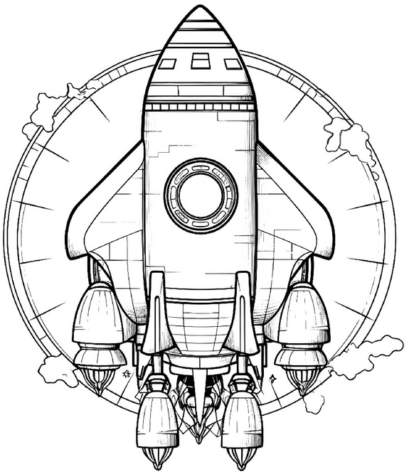 malvorlage-weltraumrakete-kreativ-ausmalen