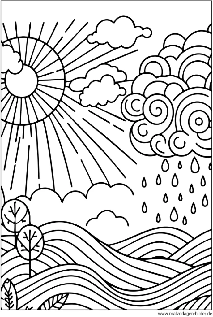 malvorlage-wetter-sonne-und-regen