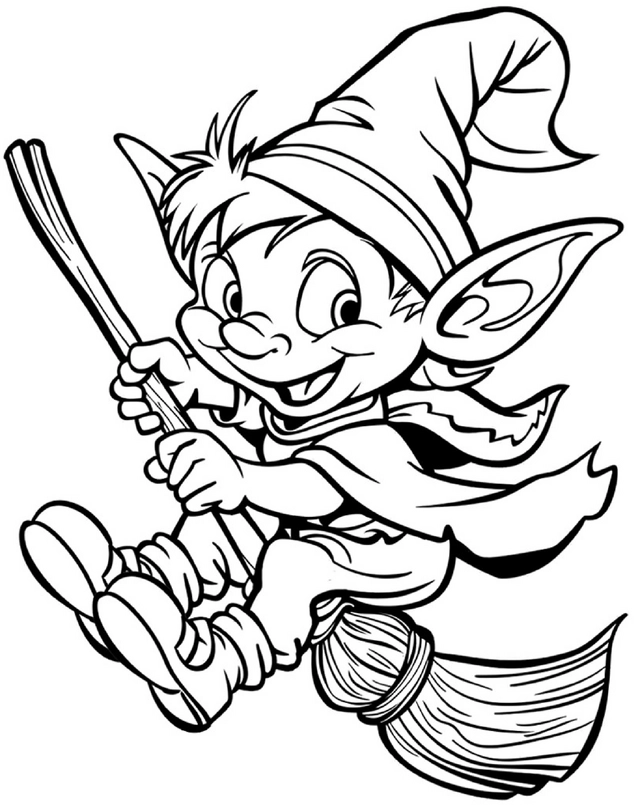 malvorlage-wichtel-auf-besen