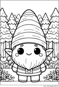 malvorlage-wichtel-im-wald-ausmalbild