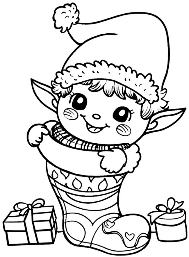malvorlage-wichtel-mit-geschenken-und-stiefel