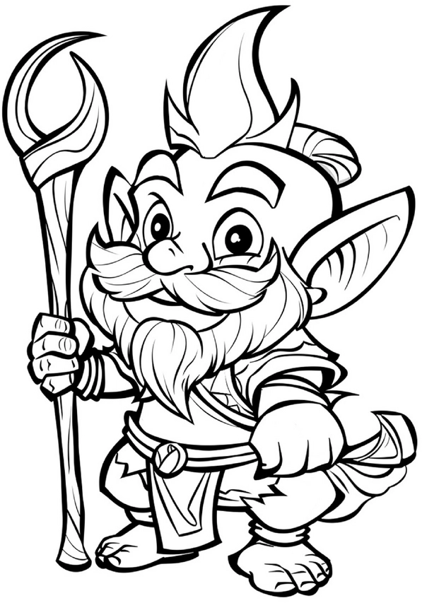 malvorlage-wichtel-mit-magischem-stab-und-bart