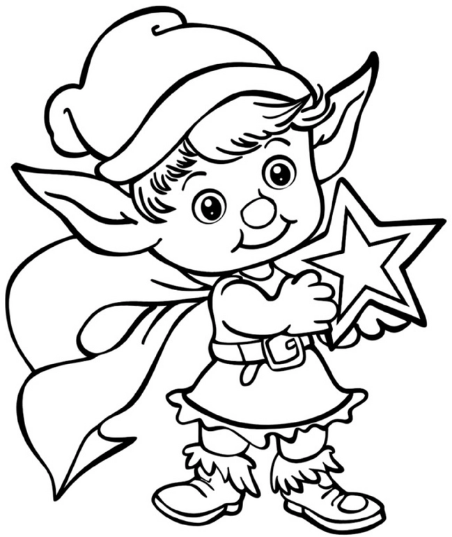 malvorlage-wichtel-mit-stern-und-umhang