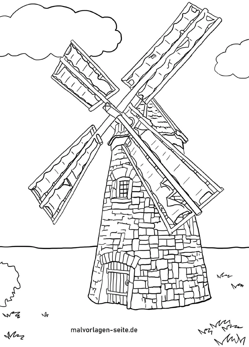 malvorlage-windmuehle-ausmalbild-fuer-kinder