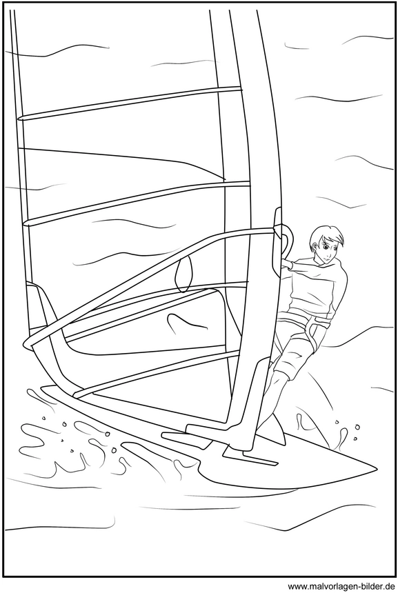 malvorlage-windsurfer-auf-dem-wasser