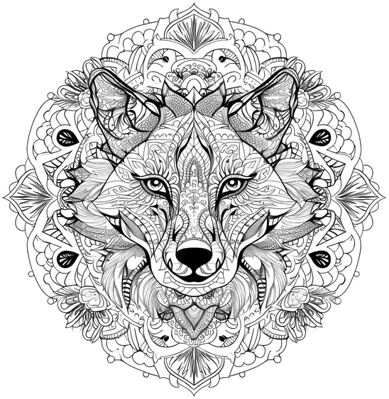 malvorlage-wolf-im-mandala-stil