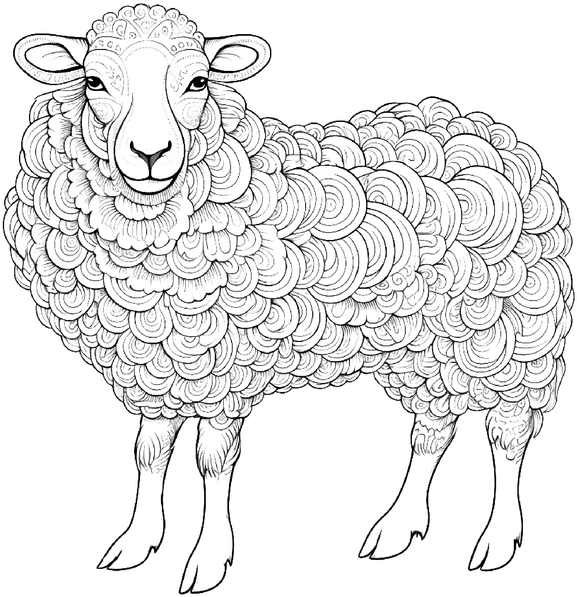 malvorlage-wolliges-schaf-ausmalbild