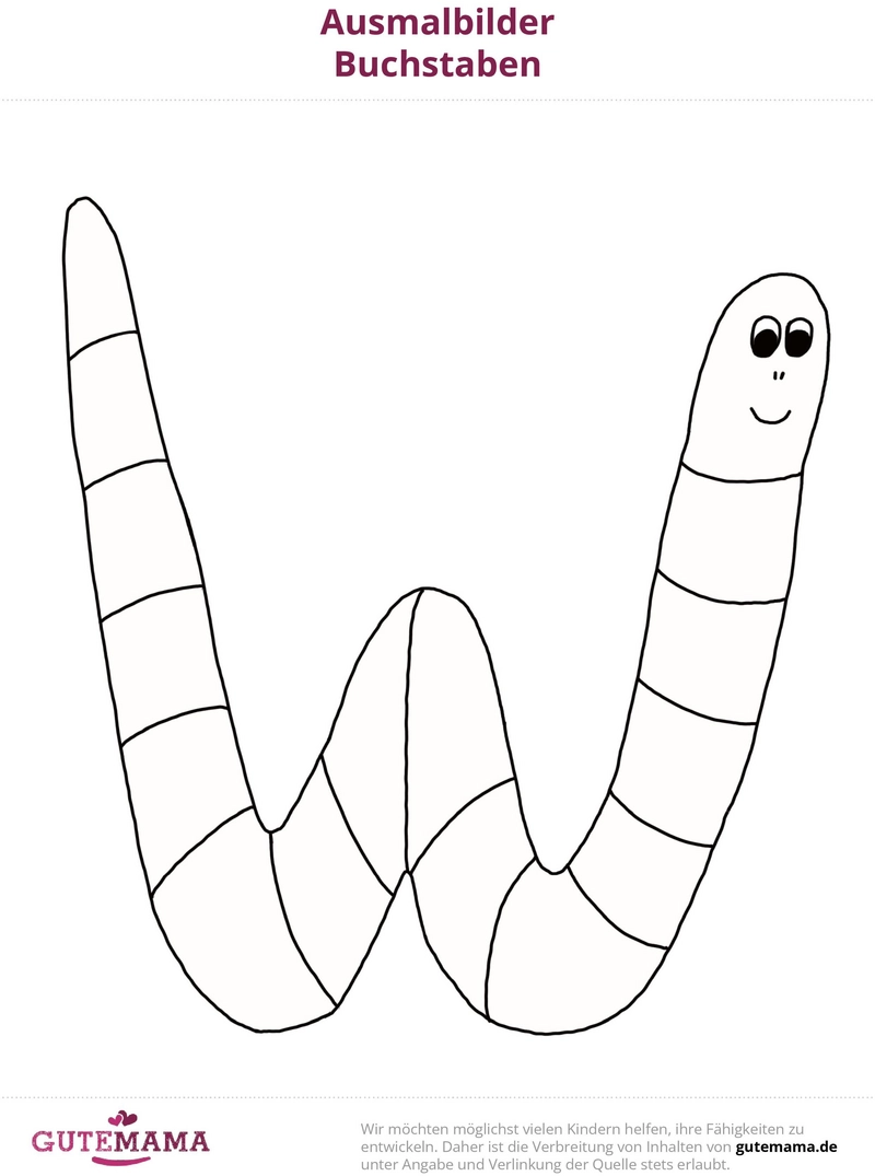 malvorlage-wurm-in-w-form-zum-ausmalen