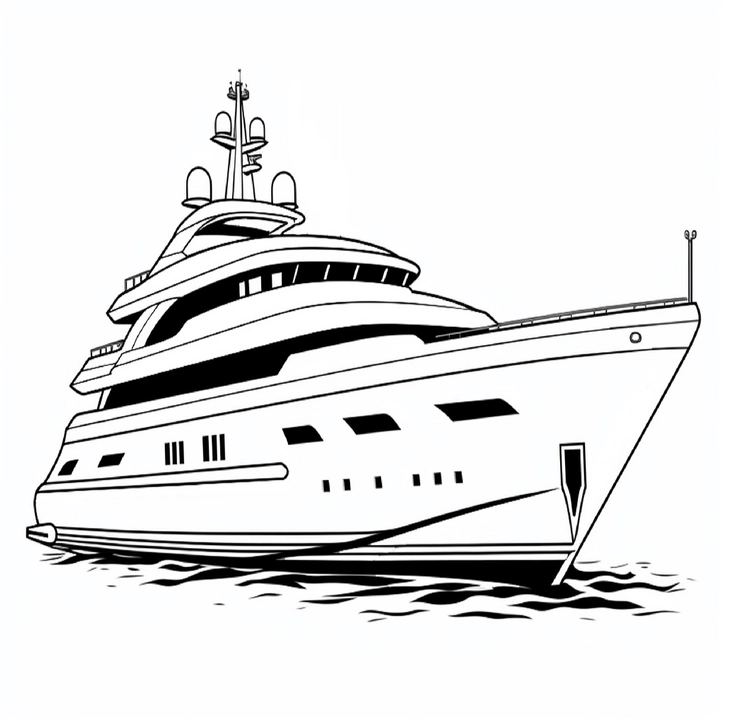 malvorlage-yacht-auf-dem-wasser-mit-eleganten-formen