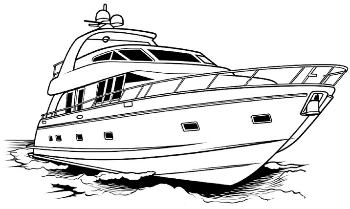 malvorlage-yacht-mit-wellen-und-details