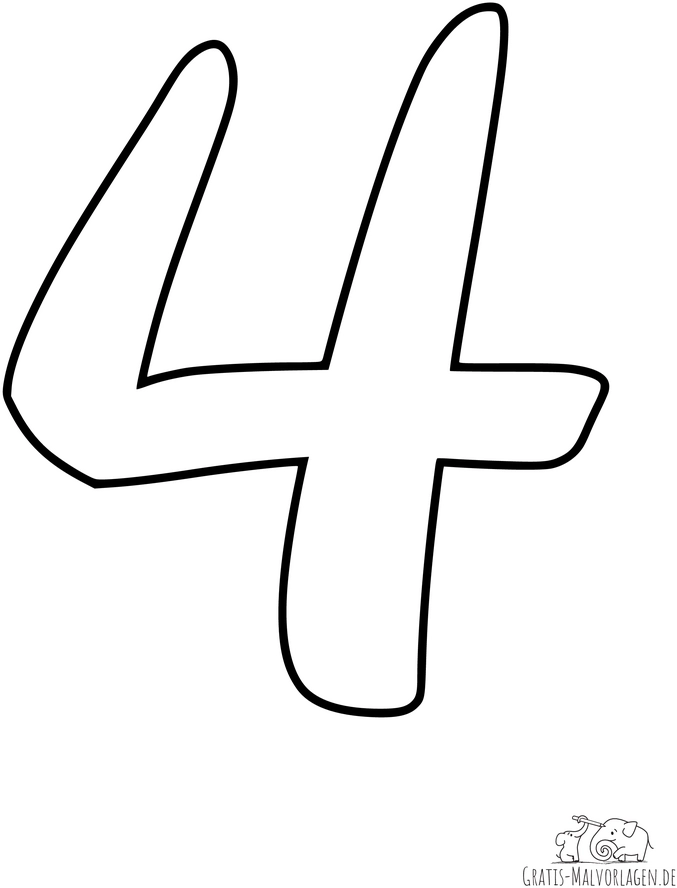 malvorlage-zahl-vier-ausmalen