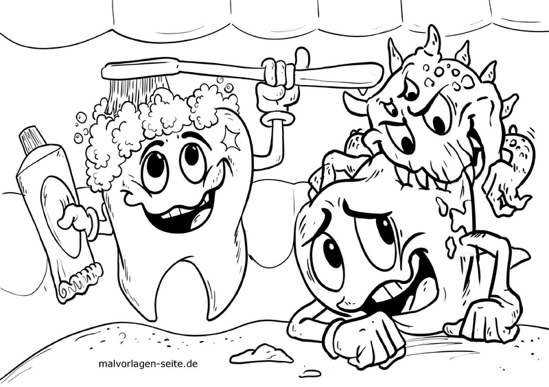 malvorlage-zahnfreund-und-monster-beim-zaehneputzen