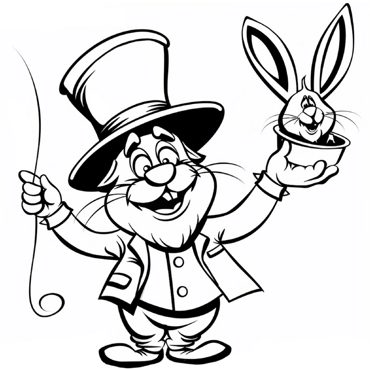 malvorlage-zauberer-mit-kaninchen-aus-dem-hut