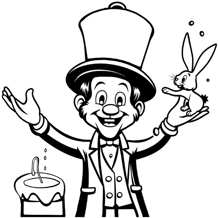 malvorlage-zauberhafter-magier-mit-hase