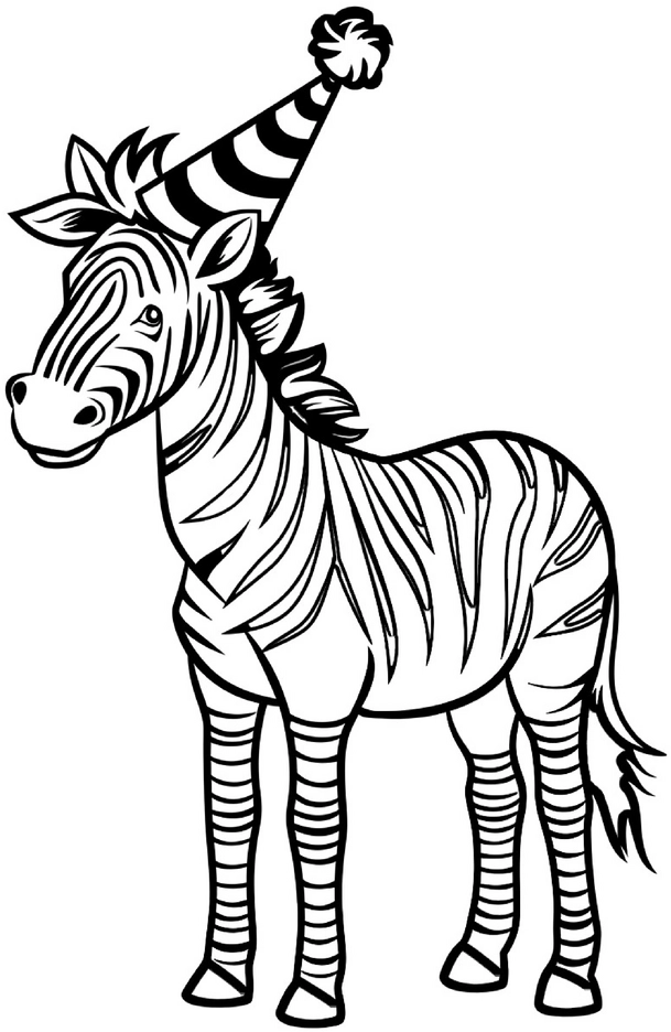malvorlage-zebra-im-partyhut