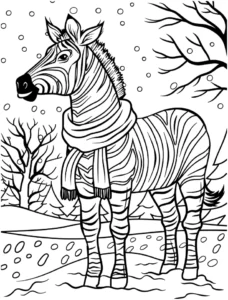 malvorlage-zebra-im-winter-mit-schal