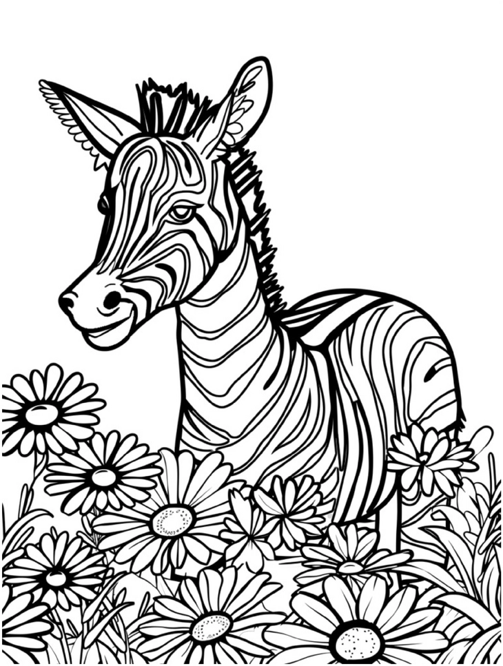 malvorlage-zebra-mit-blumen