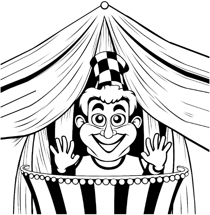 malvorlage-zirkus-clown-im-bunten-zelt