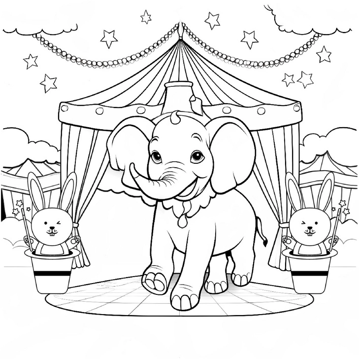 malvorlage-zirkus-elefant-haeschen
