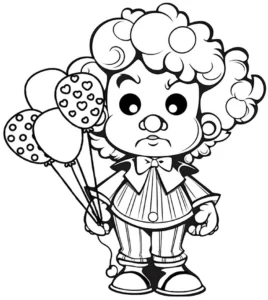 malvorlage-zirkusclown-mit-luftballons