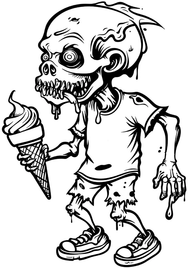 malvorlage-zombie-mit-eiscreme-zum-ausmalen
